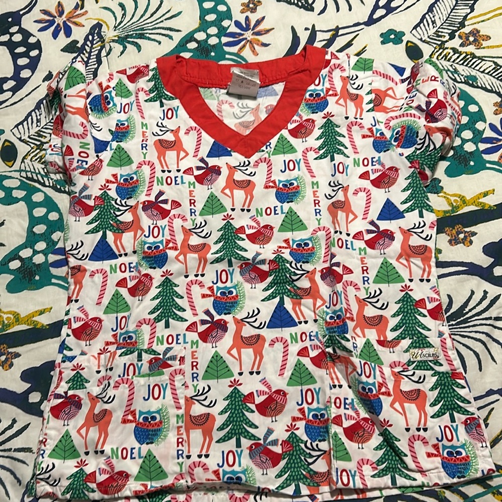 Christmas scrub top